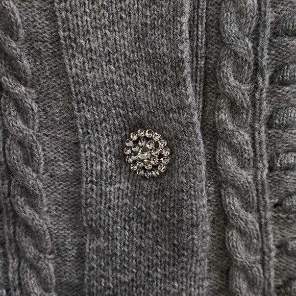Another Love Carlotta Cable Knit Rhinestone Glam Button-Back Grey XL Dark Gray - Picture 4 of 10